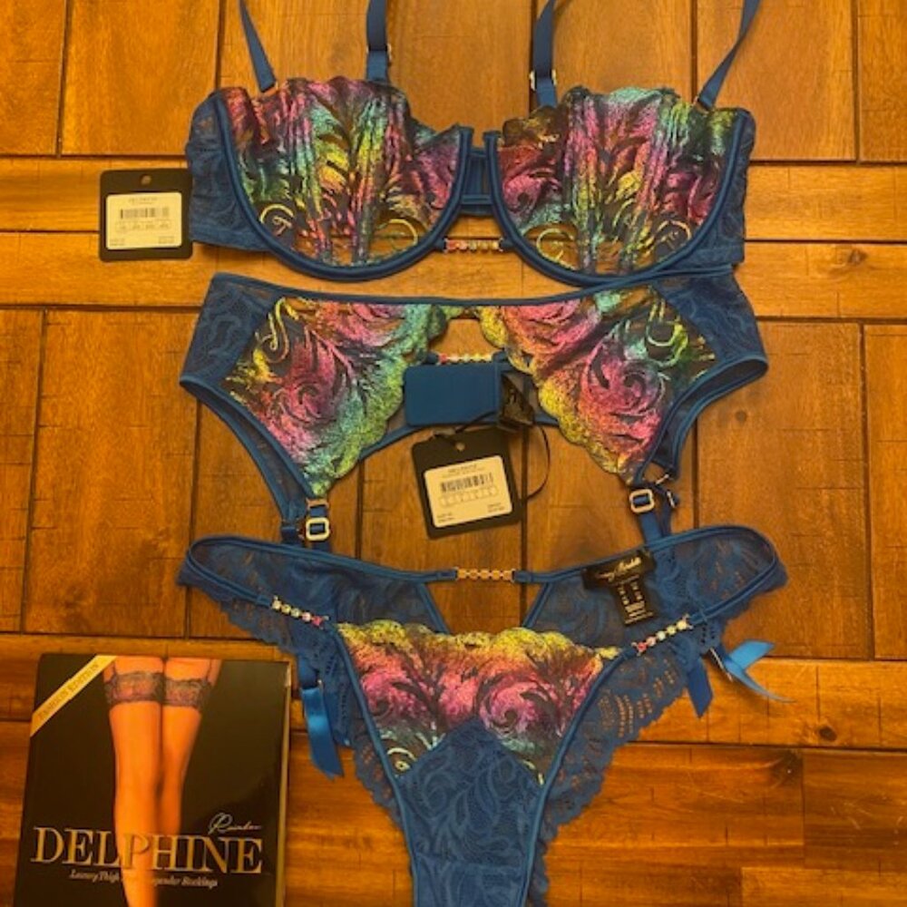 Honey Birdette Delphine 3 piece set with stockings